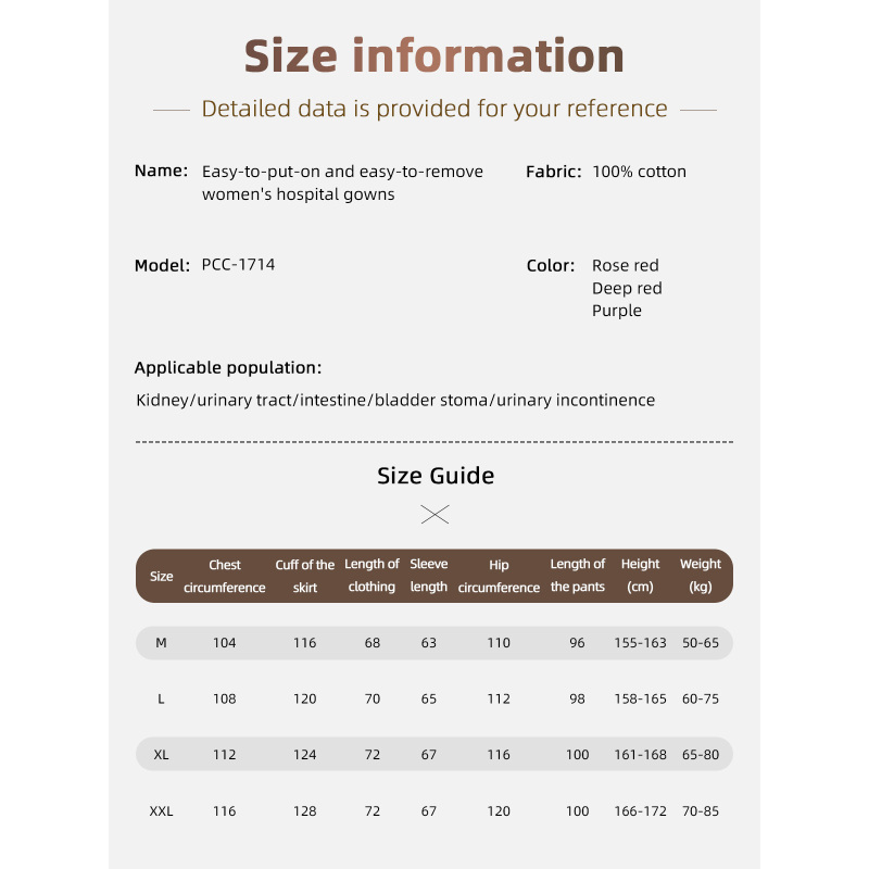 Wholesale Open Crotch Cotton Zipper Patient Gowns Surgery Clothes for Patients Patient Care Uniforms