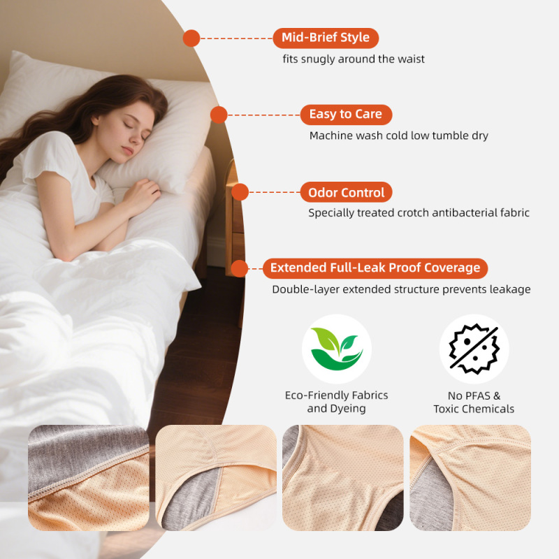 Aidingcare Period Panties for Women Reusable Washable Polyamide and Nylon Menstrual Underwear