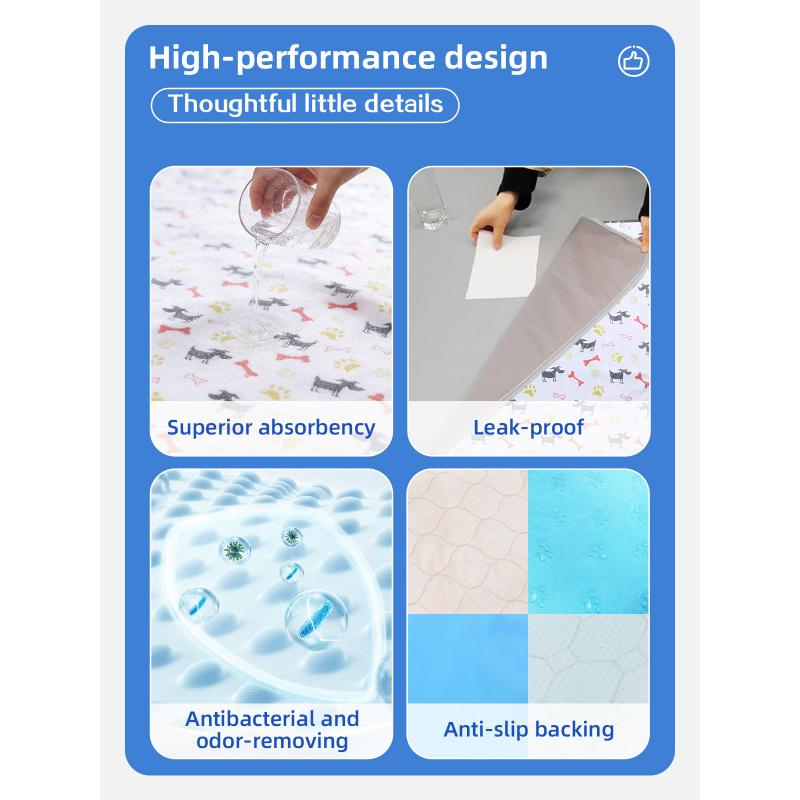 Fournitures pour animaux de compagnie en gros&nbsp;: tapis d'urine réutilisables et lavables de haute qualité pour chiots et chiens, imperméables et réutilisables.