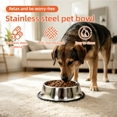 Wholesale Pet Food Container Non-Slip Stainless Steel Dog Bowl
