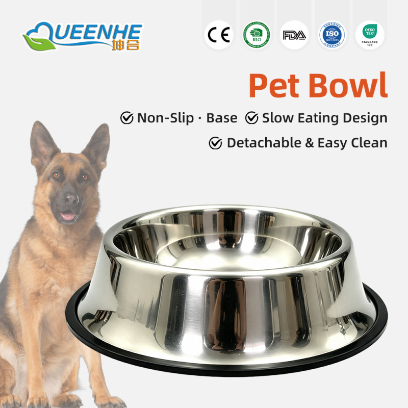 Wholesale Pet Food Container Non-Slip  Stainless Steel Dog Bowl