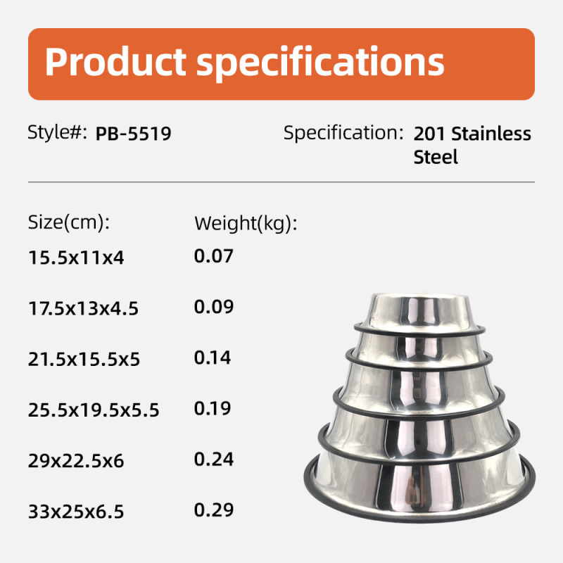 Wholesale Pet Food Container Non-Slip  Stainless Steel Dog Bowl