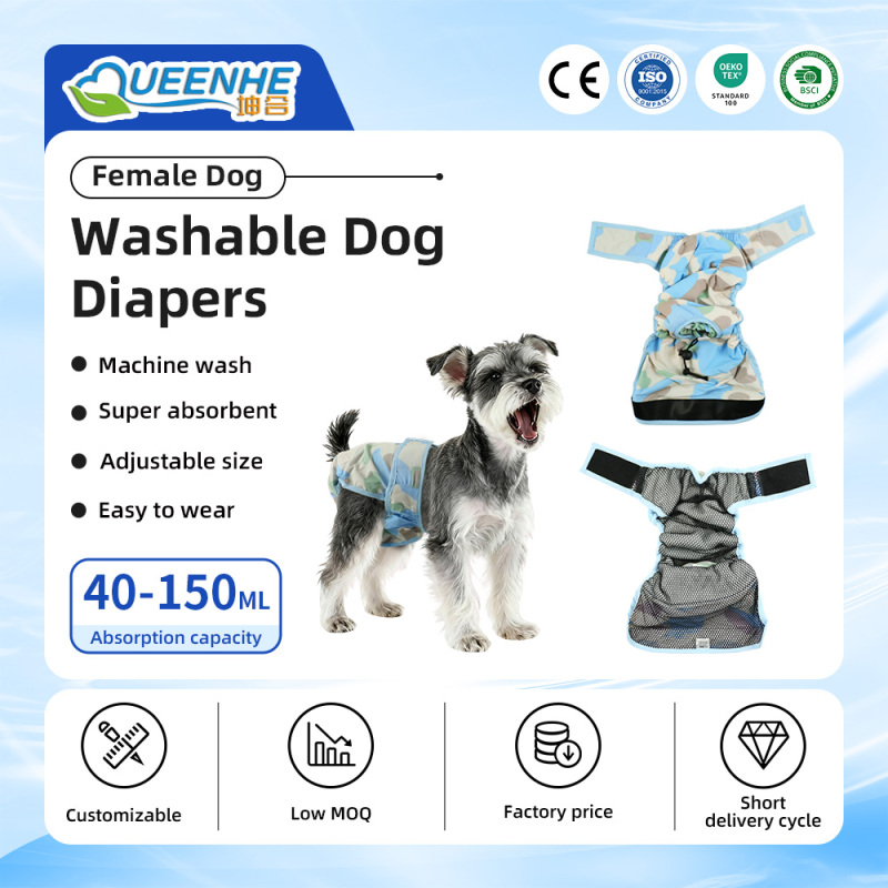 Wholesale Waterproof Printed Cloth Reusable Washable Heavy Absorbency Microfiber Puppy Diaper Wrap Belly Band for Dogs