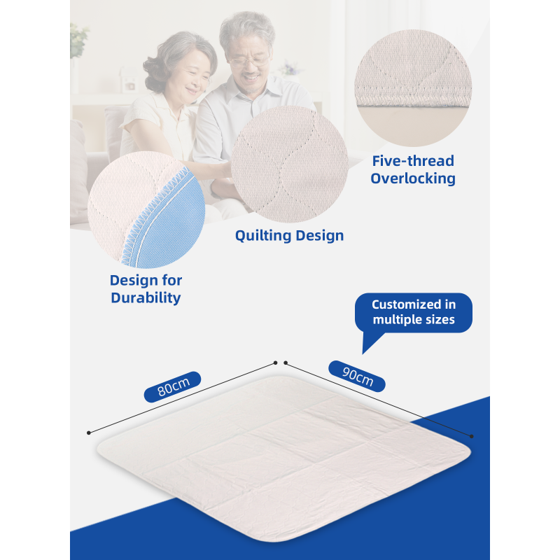 Wholesale Large Quilted Knitted Plain Waterproof Latex-Free Underpads Machine Washable Bed Pads Protector Sheet Adults