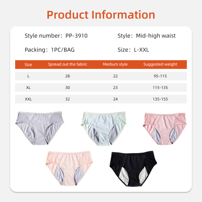 Bragas menstruales de cintura alta Aidingcare de algodón para mujer, ropa interior antifugas