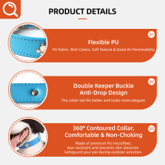 Wholesale Rolled PU Dog Collar Soft Padded Round Puppy Collar Handmade
