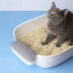 Caja de arena para gatos de plástico al por mayor, caja de arena para gatos completamente abierta reutilizable