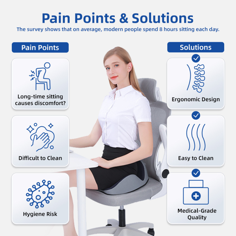 Wholesale Thick Coccyx Tailbone Relief Chair Pad with Non-Slip Back Memory Foam Cushions for Cars Chairs Cotton Gel Seat Cushion