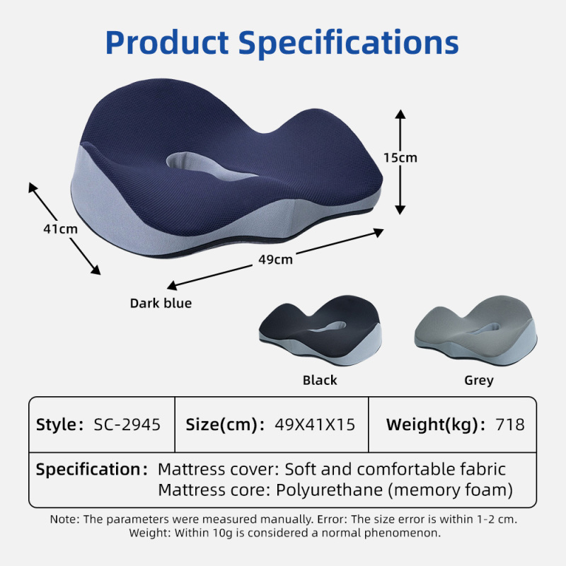 Wholesale Thick Coccyx Tailbone Relief Chair Pad with Non-Slip Back Memory Foam Cushions for Cars Chairs Cotton Gel Seat Cushion