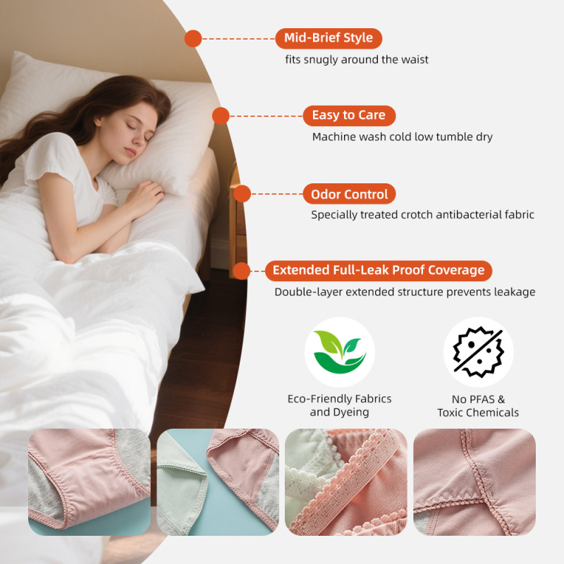 Aidingcare Reusable Period Underwear Women's Breathable Menstrual Panties