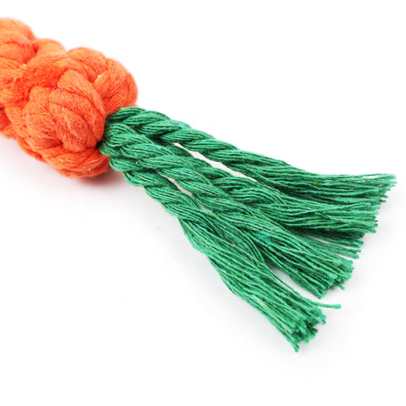 High Quality Funny Dog Rope Toy Cotton Carrots Chew Teeth Cleaning Braided Rope Puppy Teeth Bite Resistant Knots Chewing Dog Toy