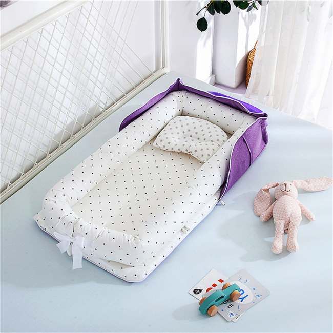 Baby Bassinet for Bed,Newborn Lounger Portable Crib,Baby Lounger Baby Nest Co-Sleeping Baby Bed 100% Cotton