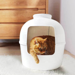 Bandeja de caja de arena para gatos biodegradable de plástico oculto multifuncional con doble planta como nido de muebles para gatos