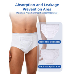 Wholesale Washable Men Briefs Adult Incontinence Underwear Heavy Flow Reusable Urinary Incontinence Panties for Men
