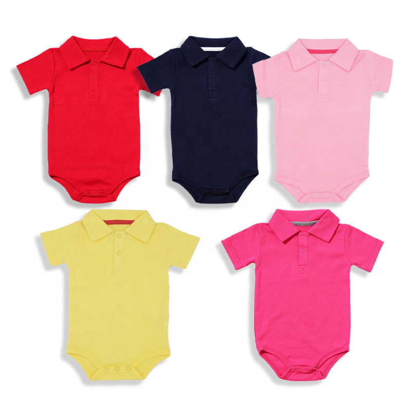 New Arrival middle open long sleeve buttons baby 0-24 Months Jumpsuits plain clothes baby romper