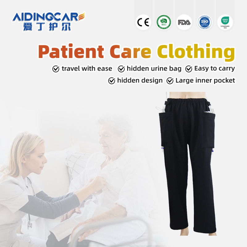 Wholesale Cotton Polyester Patient Gowns Two-pocket Long Fistula Pants for Disability Bedridden Elderly Surgery Patients