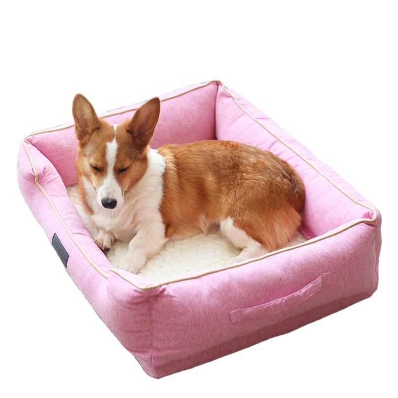 Washable Rectangle Sleeping Puppy Bed Orthopedic Pet Sofa Bed, Soft Calming Cat Beds for Indoor Cats