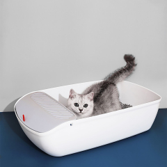 卸売半閉鎖アンチスプラッシュ再利用可能な猫のベッドパンペットトイレプラスチックペット用トイレ
