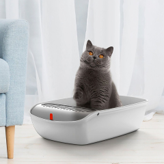 卸売半閉鎖アンチスプラッシュ再利用可能な猫のベッドパンペットトイレプラスチックペット用トイレ