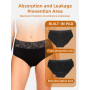 Women's Sexy High-Rise Incontinence Panties Ultra Leak-Proof Organic Cotton Eco-Friendly Breathable Protective Underwear