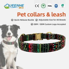 Wholesale Puppy Art Printing Canvas Seat Belt Pet Dog Prong Buckle Collar