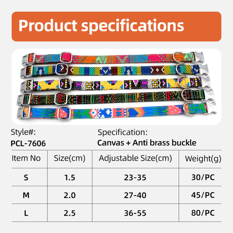 Wholesale Puppy Art Printing Canvas Seat Belt Pet Dog Prong Buckle Collar