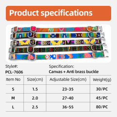 Wholesale Puppy Art Printing Canvas Seat Belt Pet Dog Prong Buckle Collar