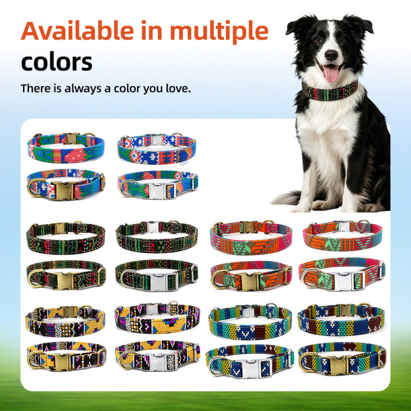 Wholesale Puppy Art Printing Canvas Seat Belt Pet Dog Prong Buckle Collar