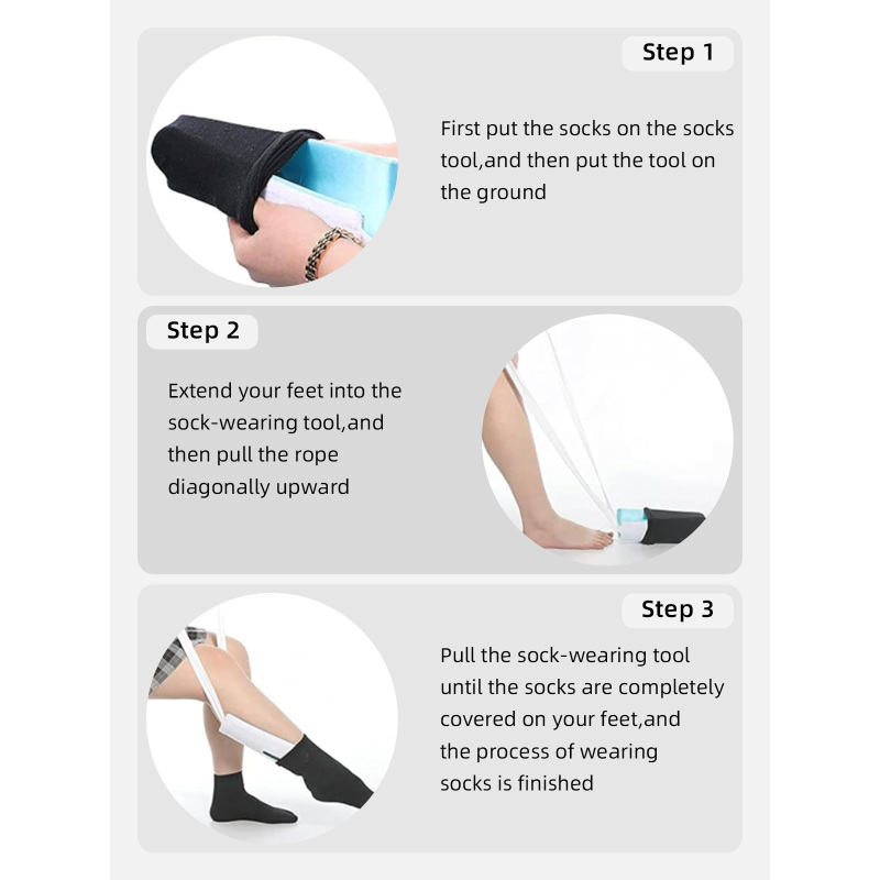 Kit de ayuda para calcetines flexibles Aidingcare, deslizador de calcetines, herramienta auxiliar para ponerse los calcetines, para hombres, mujeres y personas mayores.