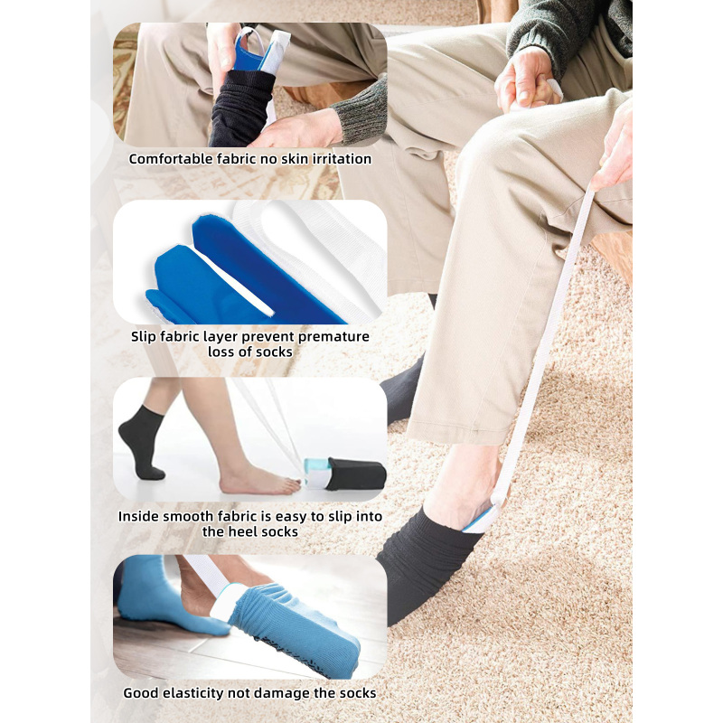 Kit de ayuda para calcetines flexibles Aidingcare, deslizador de calcetines, herramienta auxiliar para ponerse los calcetines, para hombres, mujeres y personas mayores.