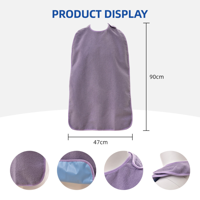 大人用防水ビブエプロン 高齢者用 パンくずキャッチャー付き 洗える 再利用可能 丈夫 おしゃれ ラテックスフリー