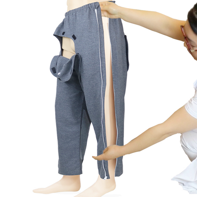 Easy to wear and take off open-backed pants Open crotch pants for Patient patient care clothing with zipper on the sides