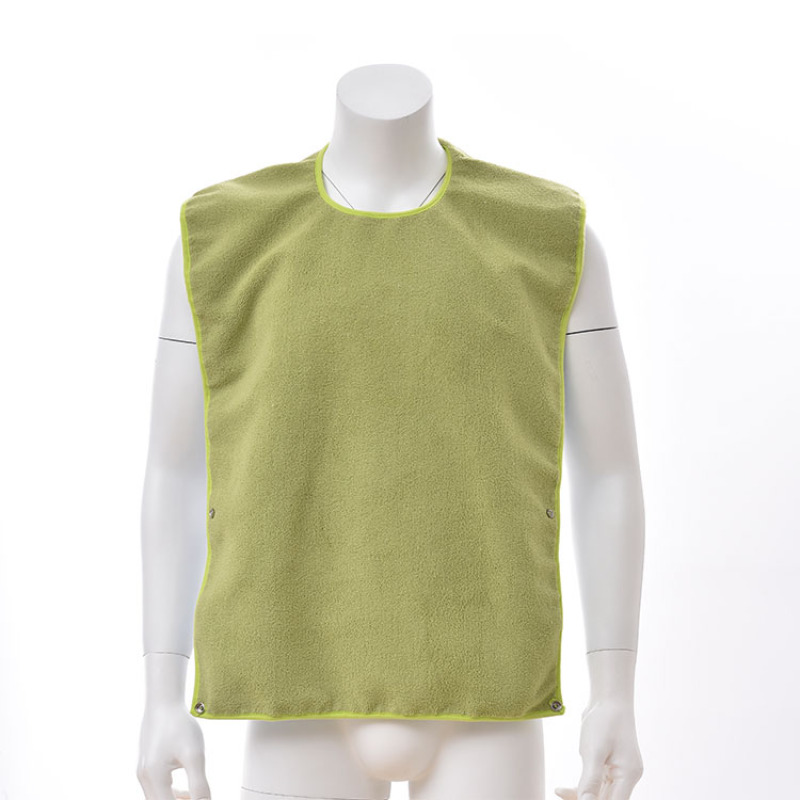 Eco-Friendly Waterproof Terry Cloth Reusable Adult Bib With Removable Crumb Catcher