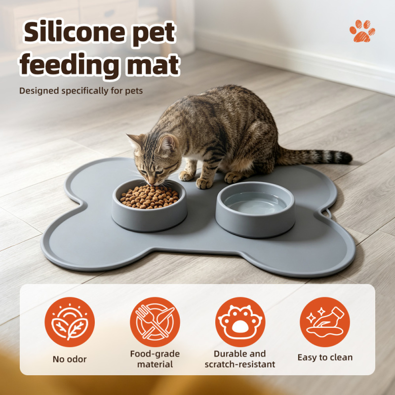 Wholesale Non-sticking Paw Shape Silicone Pet Mat Large Size Silicone Pet Food Dog Mat Various Colors Option