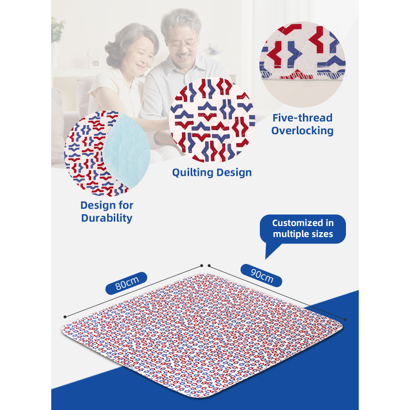 Wholesale Soft 4-Layer Quilted Incontinence Bed Pads Waterproof Adult Underpads Washable and Reusable for Adults