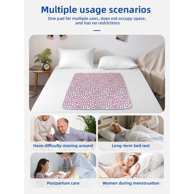 Wholesale Soft 4-Layer Quilted Incontinence Bed Pads Waterproof Adult Underpads Washable and Reusable for Adults