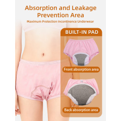 Wholesale Women's High-Waist Solid Protective Incontinence Underwear Waterproof PUL Layer Knitted Bikini Eco-Friendly Breathable