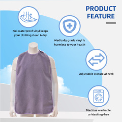 Wholesale Washable Fashionable Botanical Print Adult Bib Reusable Waterproof Latex-free with Optional Crumb Catcher