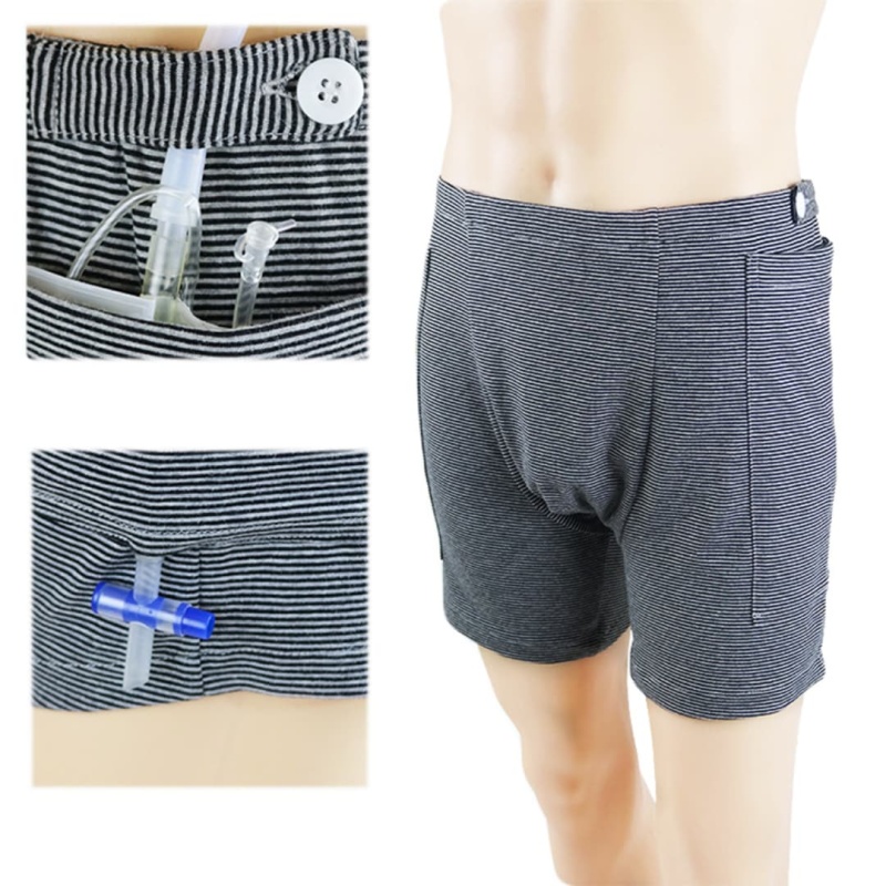 Fistula Pants Short Pants Incontinence Care Patient Boxer Underwear Urine Bag Pants Suitable for Elder Incontinent People