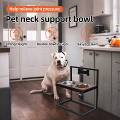 Wholesale Stainless Steel Eco-Friendly Heights Adjustable Dog Bowl Stand with Double Bowls Raised Dog Feeder
