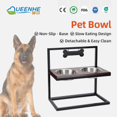 Wholesale Stainless Steel Eco-Friendly Heights Adjustable Dog Bowl Stand with Double Bowls Raised Dog Feeder