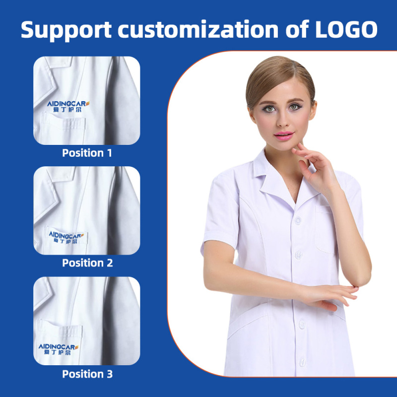 Wholesale Women's Professional White Short Sleeve Nurse Gown Hospital Uniforms 65% Poly/Cotton OEM Service
