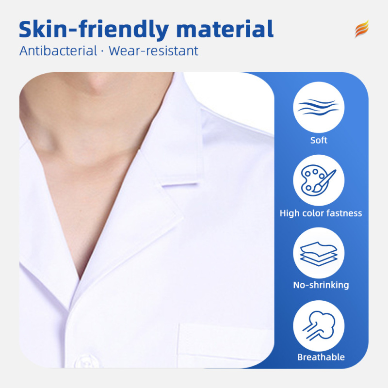 Wholesale Women's Professional White Short Sleeve Nurse Gown Hospital Uniforms 65% Poly/Cotton OEM Service