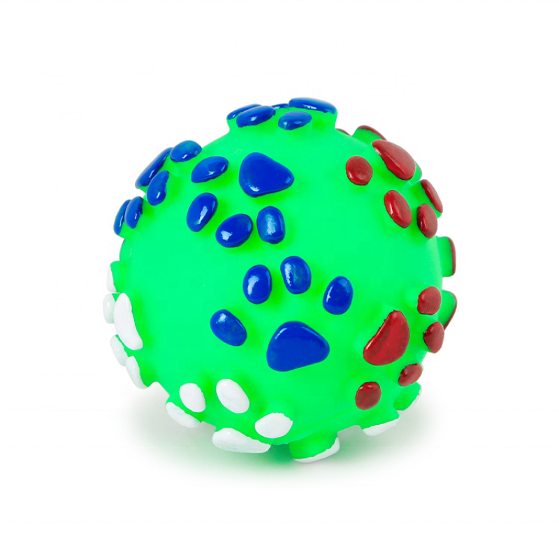 Tooth Cleaning Exercise Game Non Toxic Bite Resistant Dog Toys Squeaky Hollow Footprint dog indestructible bite Balls