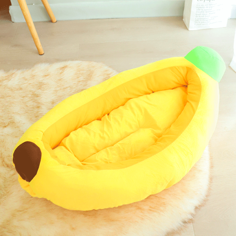 Creative Fruit Banana Small Dog Bed Non Slip Cat Cave House Pet Cat Bed with Cushion Mat