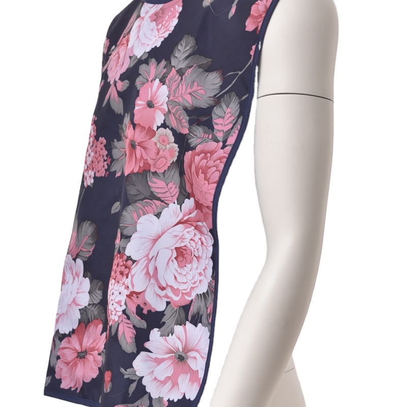 Floral Pattern Senior Men and Women Bibs for Eating  - Reusable Clothing Protector AB-228-A