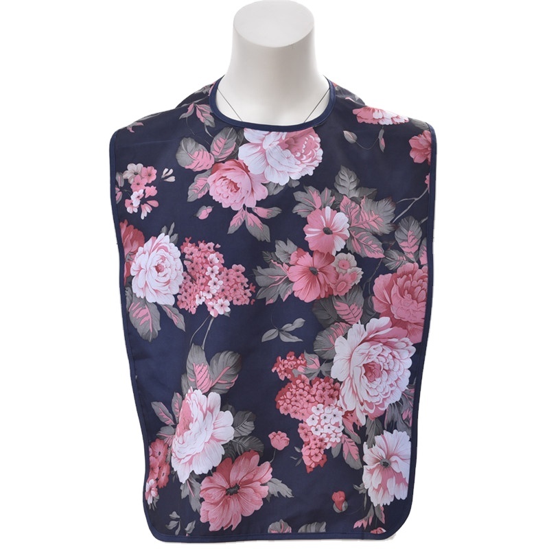 Floral Pattern Senior Men and Women Bibs for Eating  - Reusable Clothing Protector AB-228-A