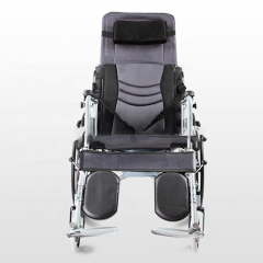 病院の高齢者の高さ調節可能な手動折りたたみ式車椅子、大人用便器椅子、ホイールフットレスト付き