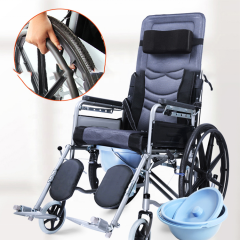 Fauteuil roulant pliable manuel réglable en hauteur pour personnes âgées d'hôpital pour chaise d'aisance adulte avec repose-pieds à roues