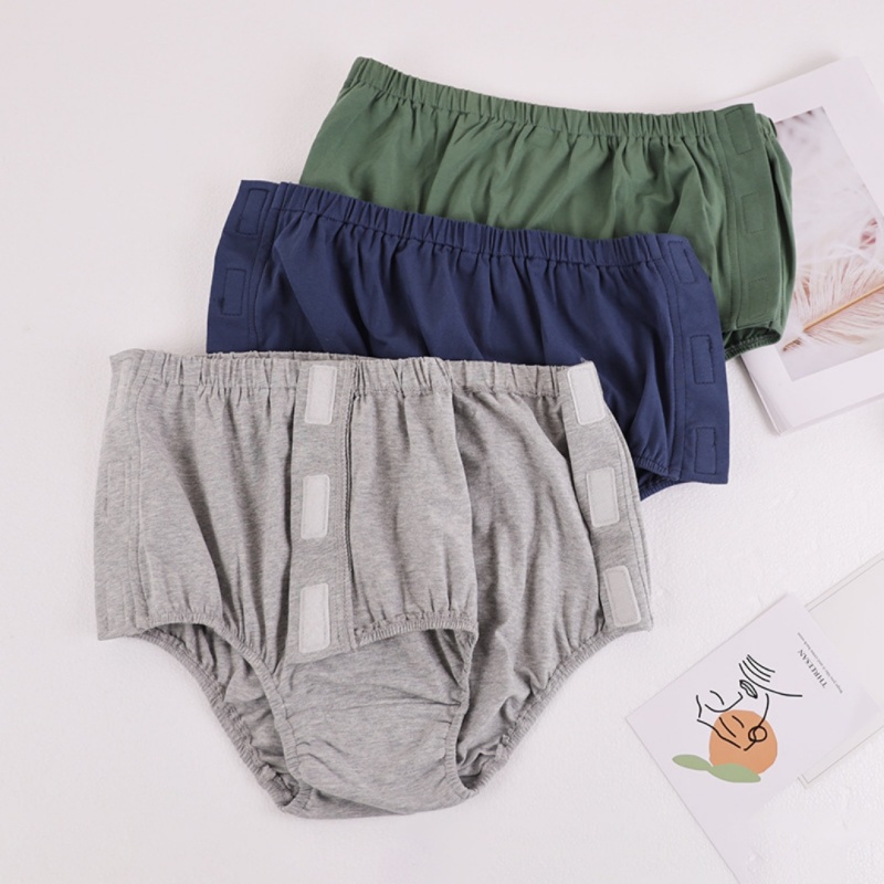 Wholesale Men Patient Care Underwear Reusable Fully Open Briefs On Both Sides Incontinence Cotton Brief
